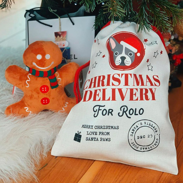 Rolo with a Personalised Santa Sack