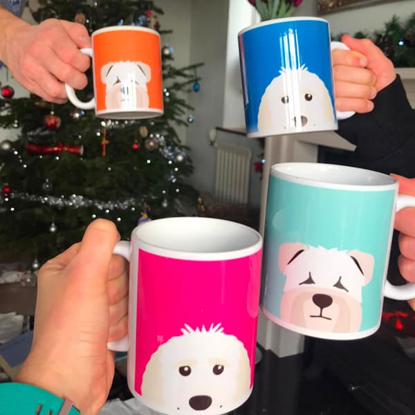 Family holding different Personalised Icon Dog Mugs