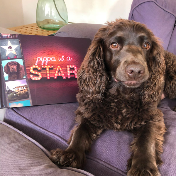 Pippa with her Personalised Dog's a Star book