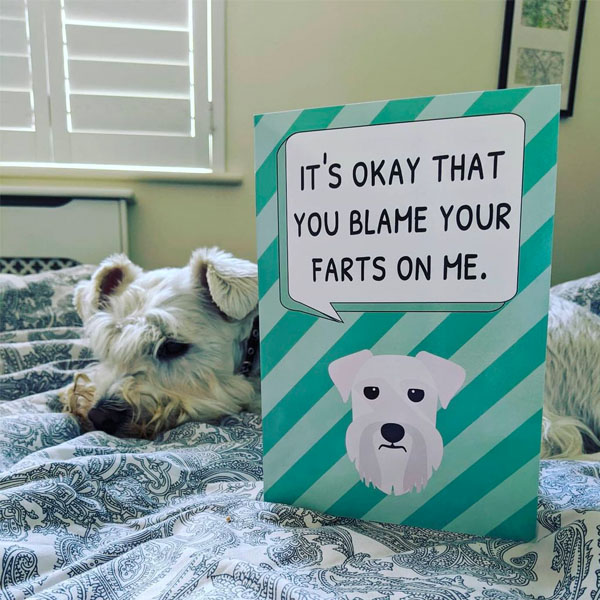 Schnauzer and his personalised yappy greeting card
