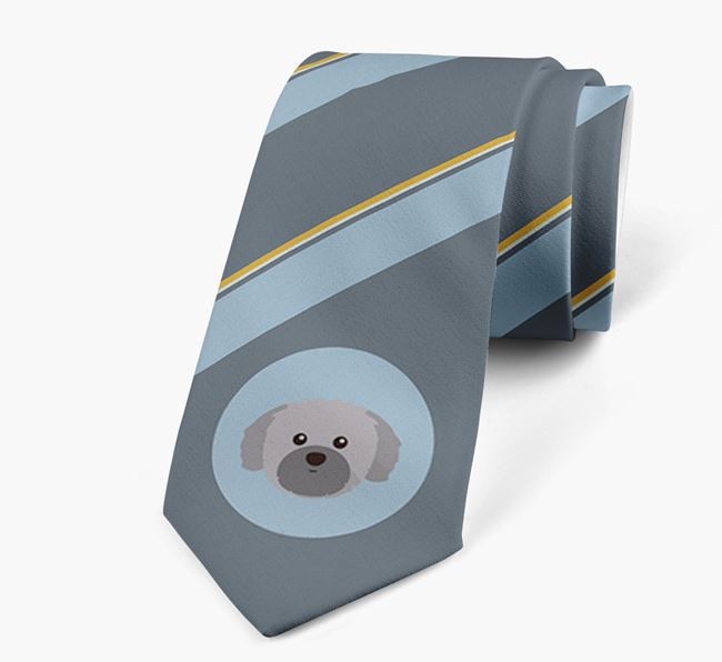 Neck Tie with Stripes and Shih Tzu Icon