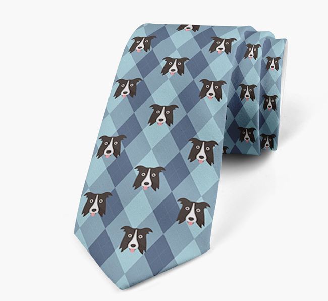 Plaid Design Neck Tie with Dog Icon