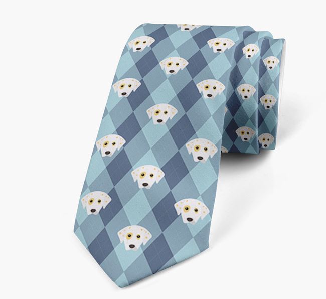 Plaid Design Neck Tie with Dalmatian Icon