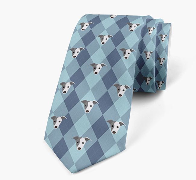 Plaid Design Neck Tie with Greyhound Icon