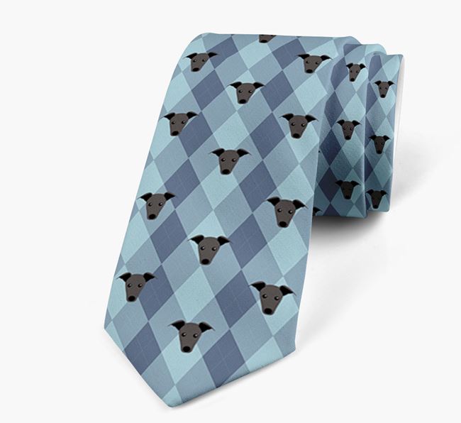 Plaid Design Neck Tie with Greyhound Icon
