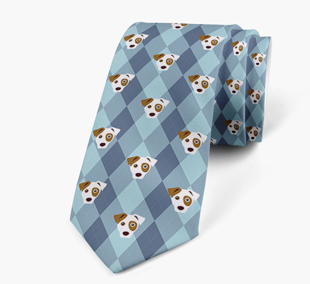 Plaid Design Neck Tie with Dog Icon