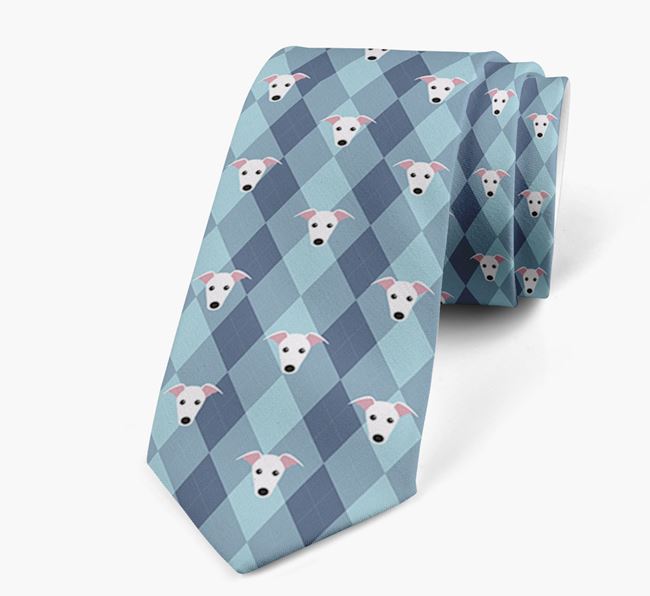 Plaid Design Neck Tie with Whippet Icon