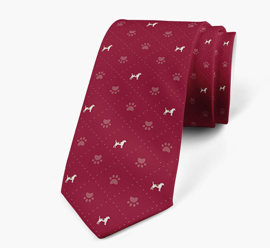 Paw Print Pattern Neck Tie with Dog Icons