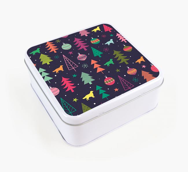 Square Tin with Christmas Pattern for your Golden Retriever's Treats