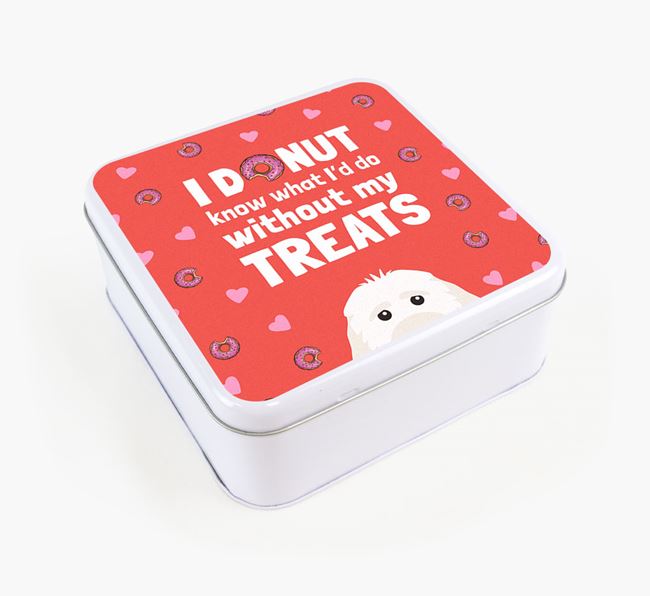 'You donut know how much I love treats' Square Tin with Cockapoo Icon