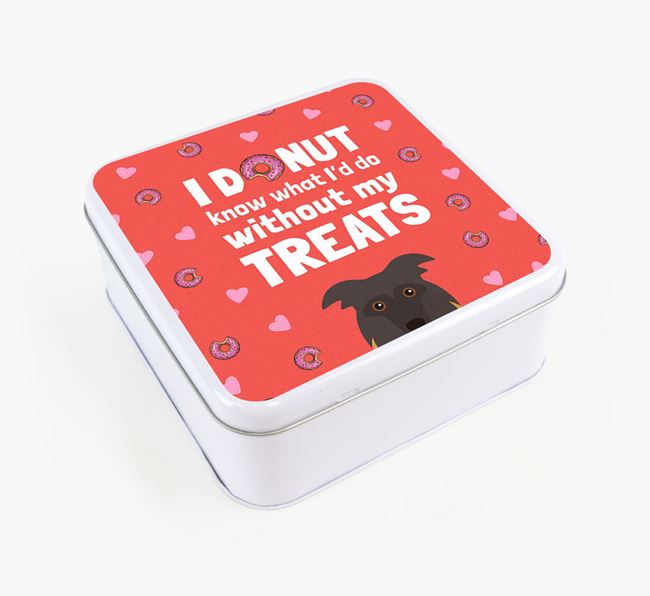 'You donut know how much I love treats' Square Tin with German Shepherd Icon