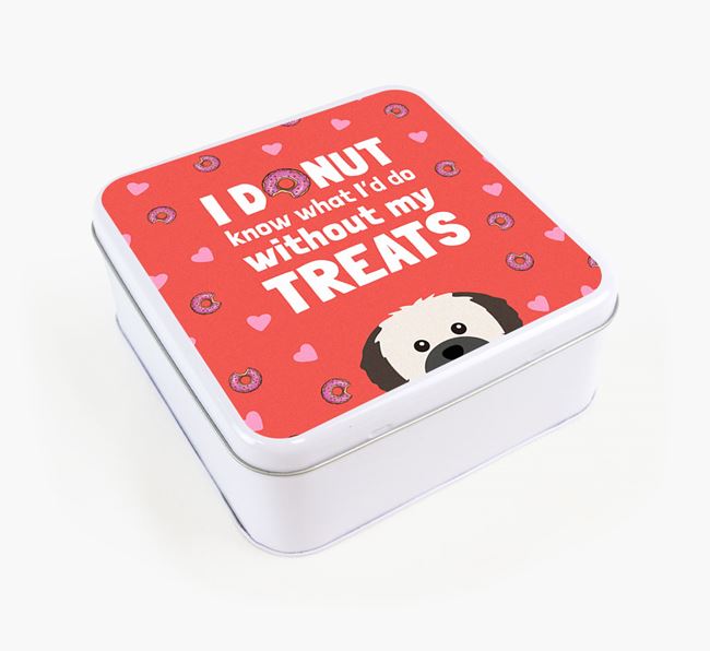 'You donut know how much I love treats' Square Tin with Shih Tzu Icon