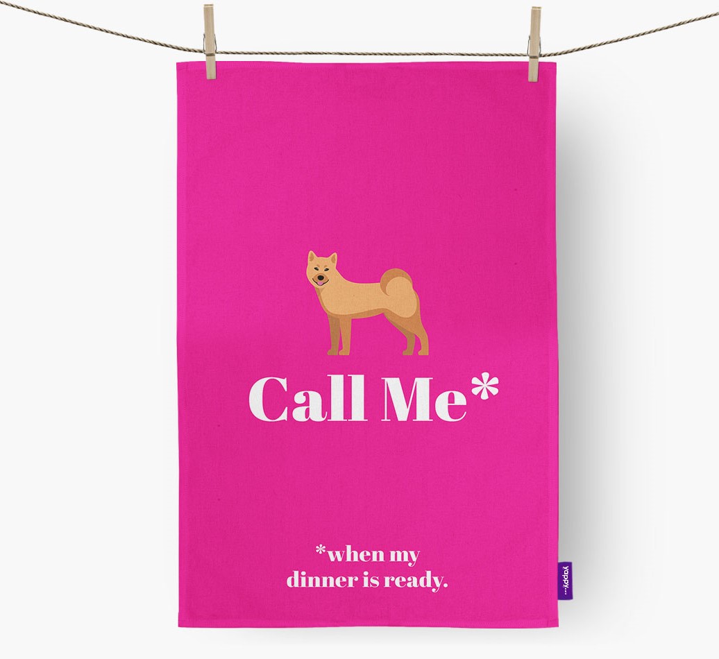 'Call Me..' - Personalised Finnish Spitz Tea Towel | Yappy.com