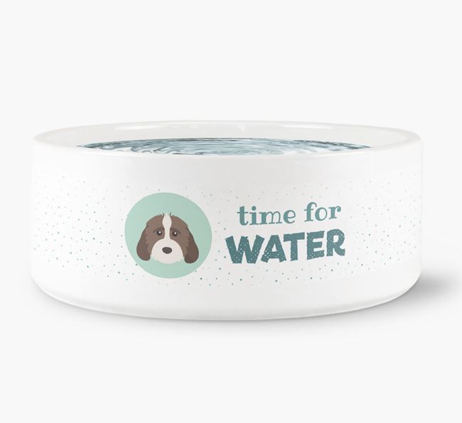 'Time for Water' Dog Bowl with Cockapoo Icon