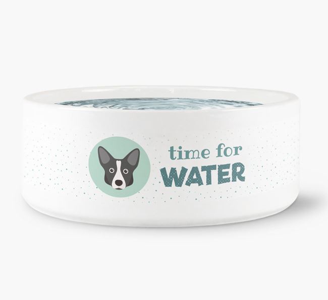 'Time for Water' Dog Bowl with Corgi Icon
