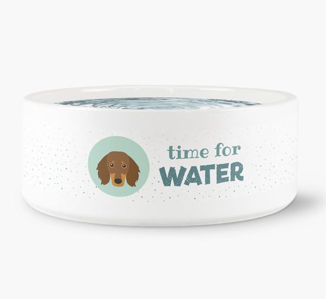 'Time for Water' Dog Bowl with Dachshund Icon
