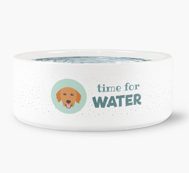 'Time for Water' Dog Bowl with Golden Retriever Icon