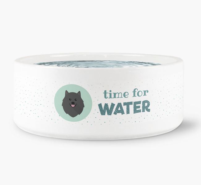 'Time for Water' Dog Bowl with Pomeranian Icon