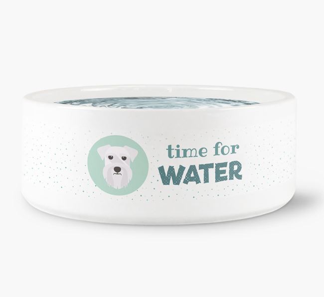 'Time for Water' Dog Bowl with Schnauzer Icon