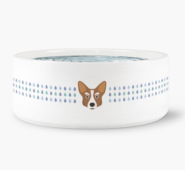 Droplets Water Bowl with Corgi Icon