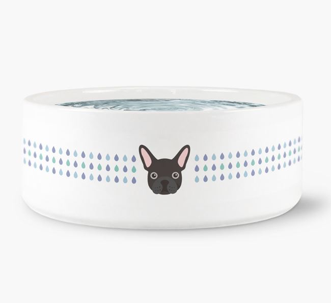 Droplets Water Bowl with French Bulldog Icon
