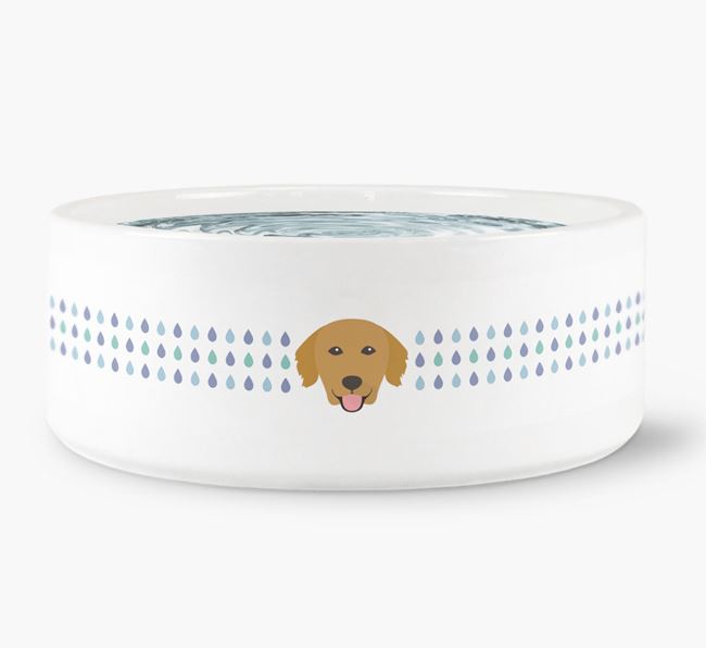 Droplets Water Bowl with Golden Retriever Icon