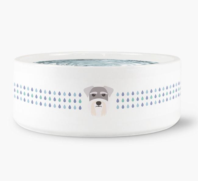 Droplets Water Bowl with Schnauzer Icon