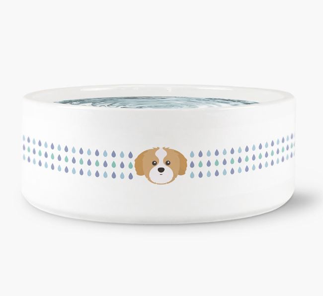 Droplets Water Bowl with Shih Tzu Icon