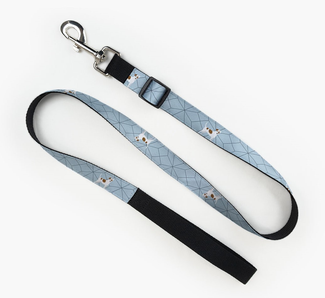 Fabric Lead with Geometric Pattern and Dog Icon front view