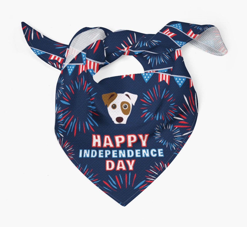 Independence Day Bandana with Dog Icon Tied