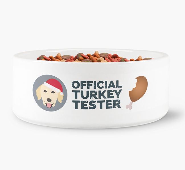 'Official Turkey Tester' - Personalised Dog Bowl for your Golden Retriever