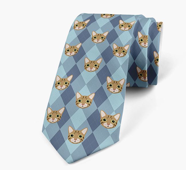 'Plaid Design' with Cat Icons - Personalised Neck Tie