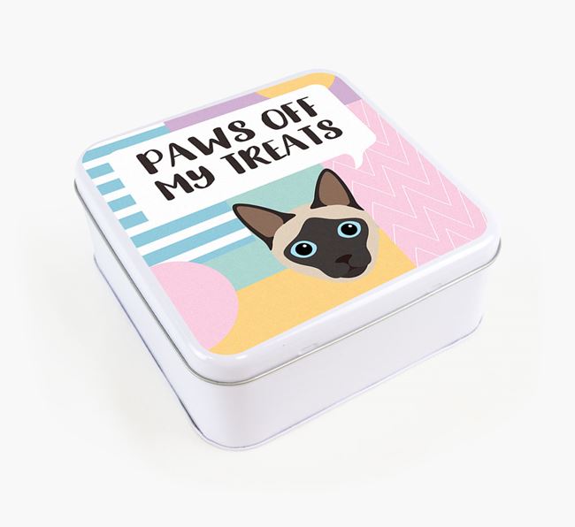 'Paws Off' - Personalised Treat Tin for Your Siamese