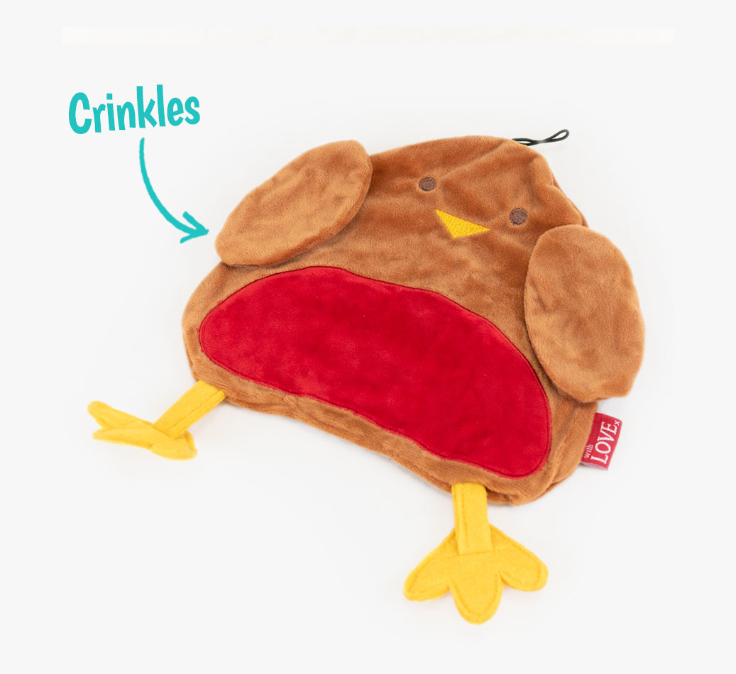 Unstuffed Crinkle Robin Dog Toy for your Dog