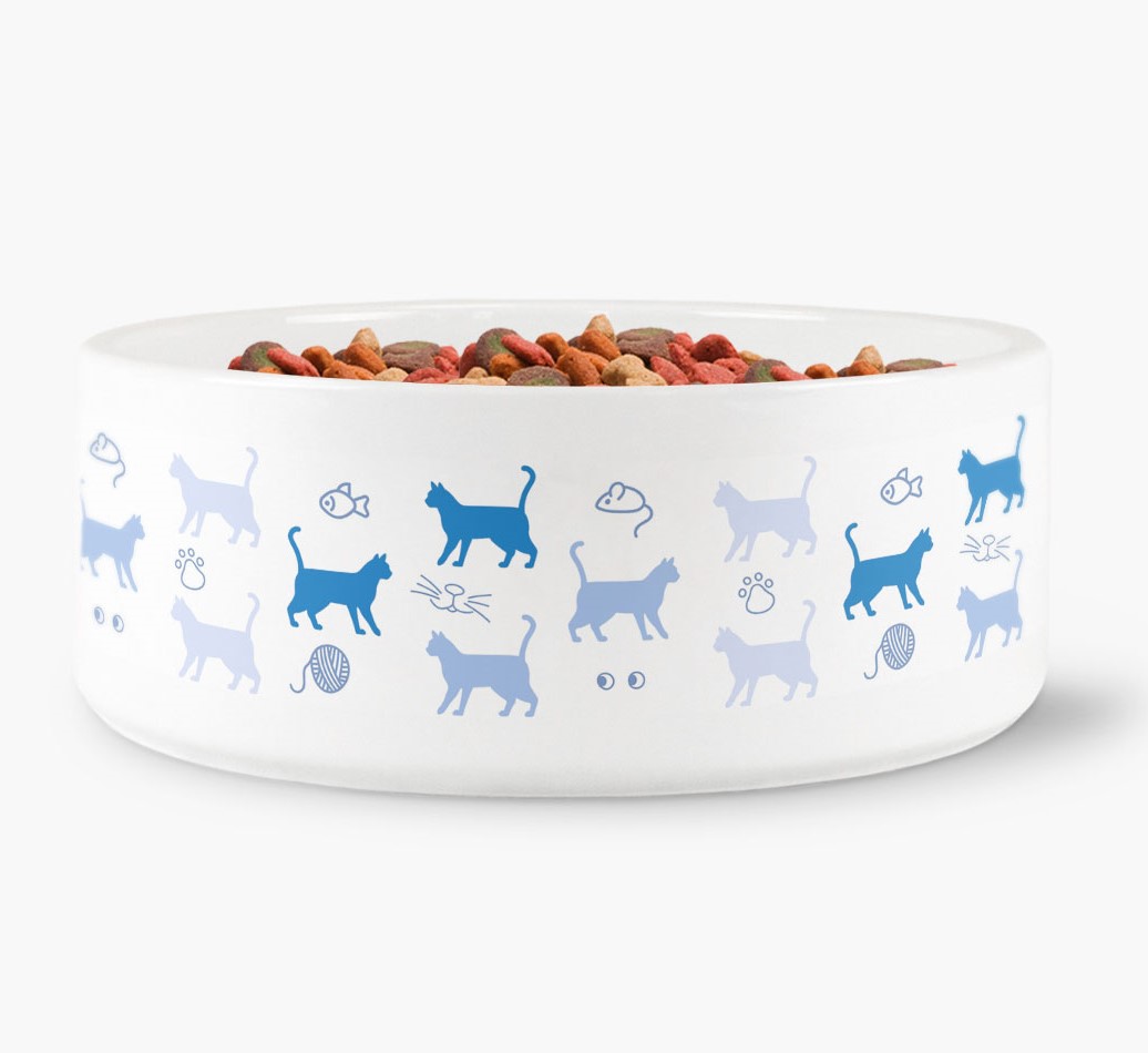 Cat Silhouette Pattern Cat Bowl front view