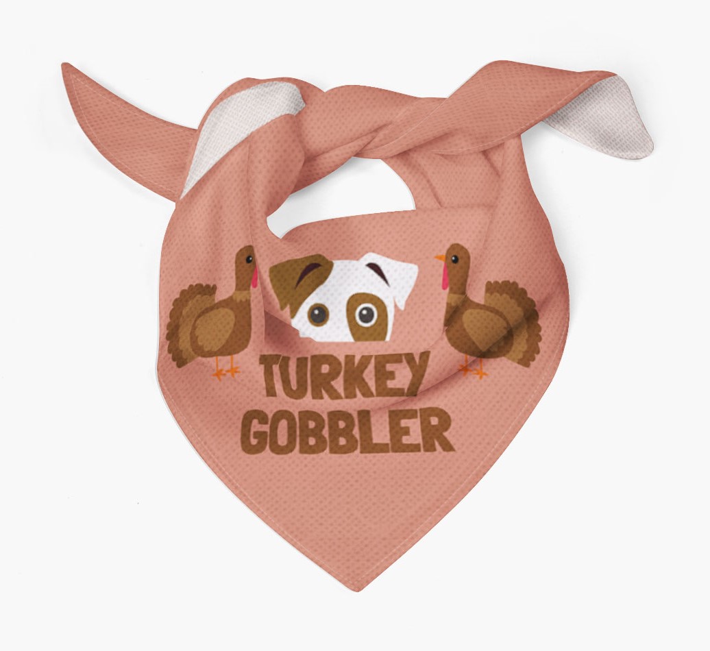 'Turkey Gobbler' - Personalized Dog Thanksgiving Bandana Tied