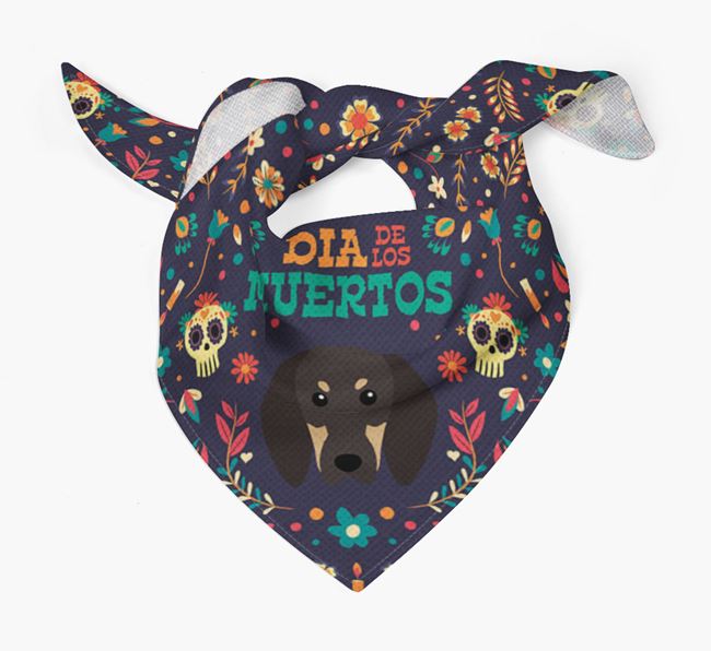 'Dia De Los Muertos' - Personalized Black and Tan Coonhound Bandana