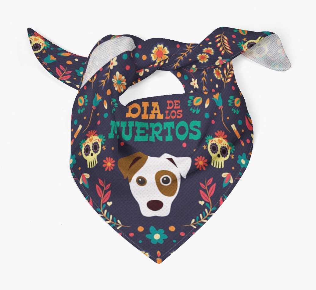 Dia De Los Muertos' - Personalized Dog Bandana Tied