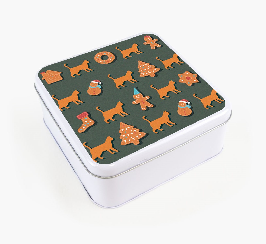 'Gingerbread Pattern' - Personalized Treat Tin for Your Cat