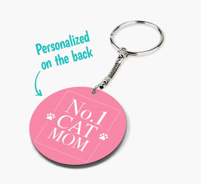 'No. 1 Cat Mom' - Double-sided Siamese Keyring 