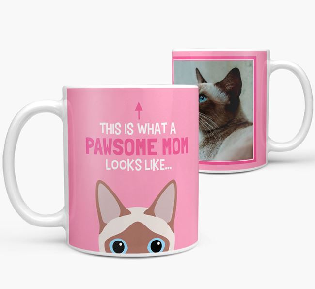 'Pawsome Mom' - Personalized Siamese Mug