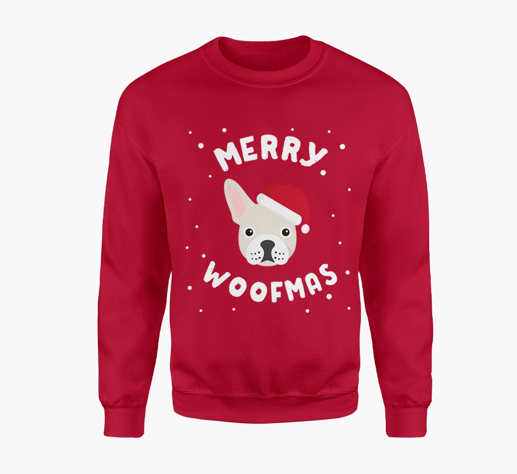 'Merry Woofmas' Adult Jumper with French Bulldog Icon
