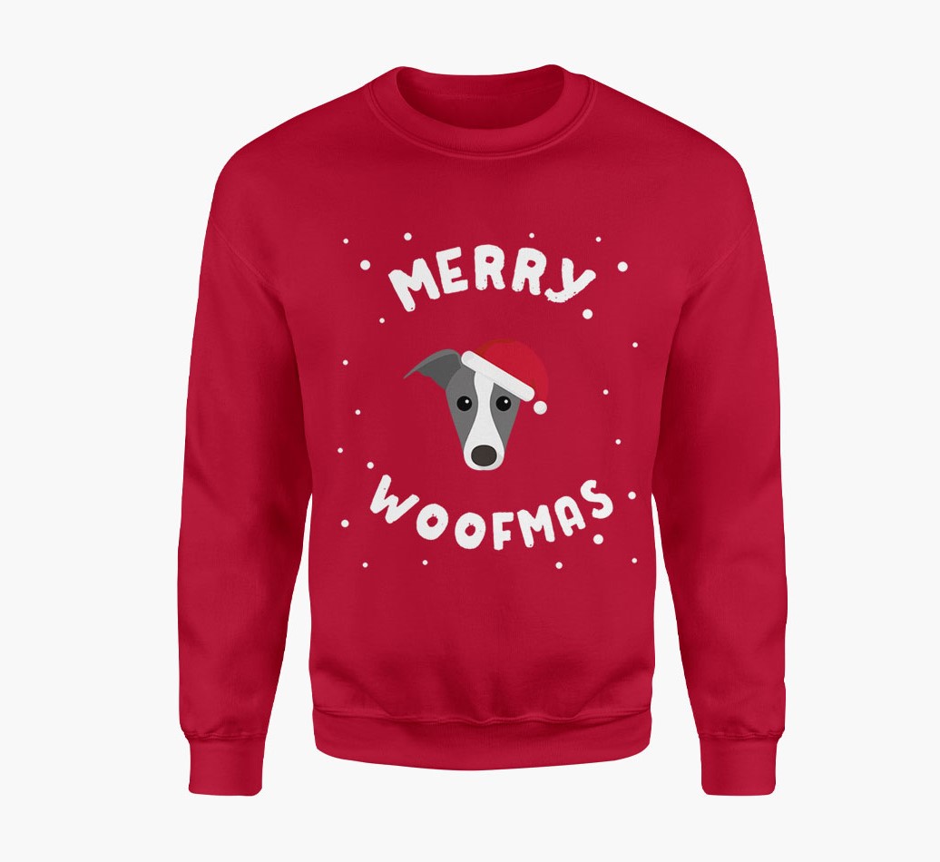 'Merry Woofmas' Adult Jumper with Greyhound Icon