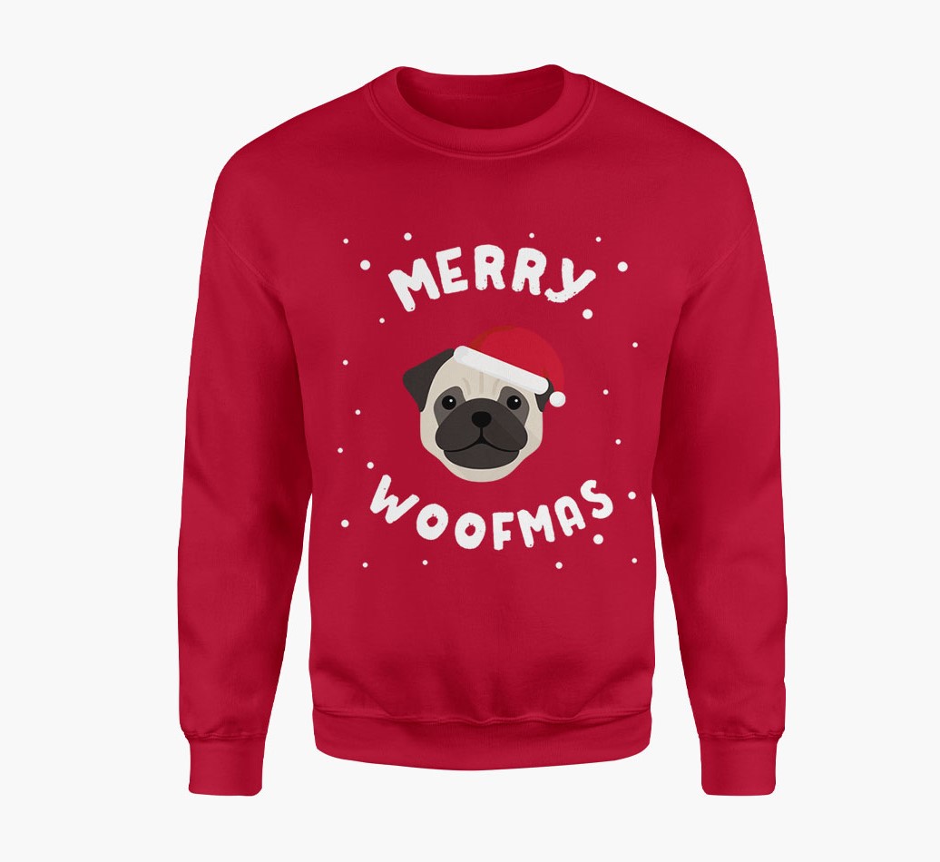 'Merry Woofmas' Adult Jumper with Pug Icon