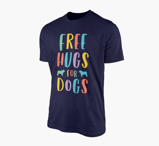 'Free Hugs for Dogs' - Personalised T-Shirt with English Bulldog Silhouettes