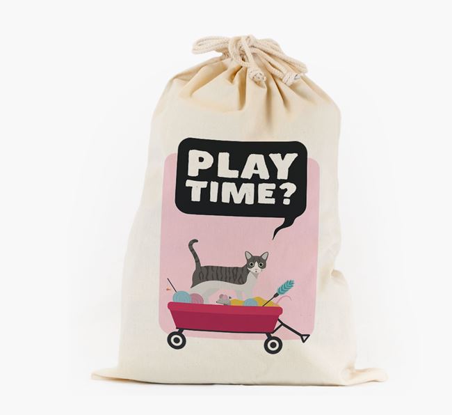 'Play Time?' - Personalised Toy Sack with Aegean Icon 