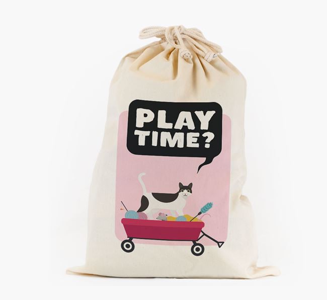 'Play Time?' - Personalised Toy Sack with Domestic Shorthair Icon 
