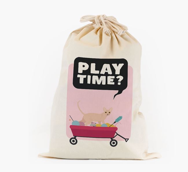 'Play Time?' - Personalised Toy Sack with Cat Icon 