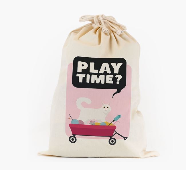 'Play Time?' - Personalised Toy Sack with Cat Icon 