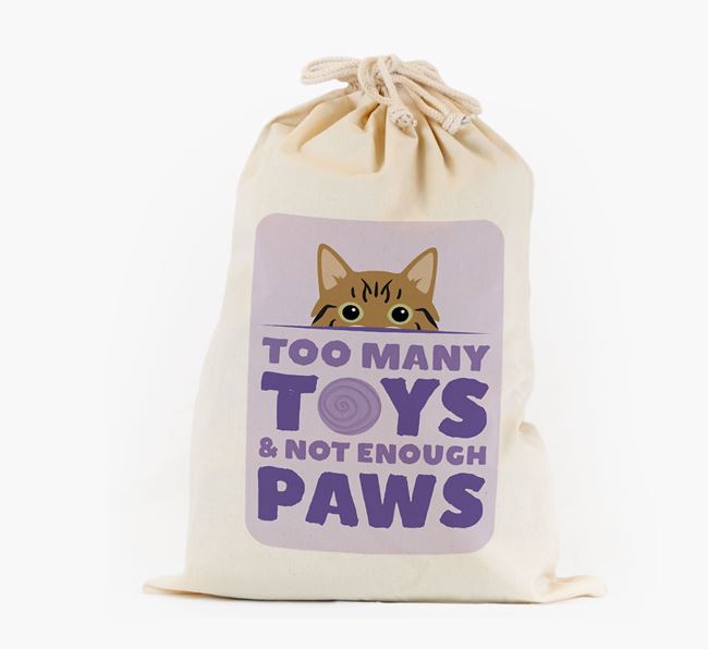 'Too Many Toys' - Personalised Toy Sack with Cat Icon 